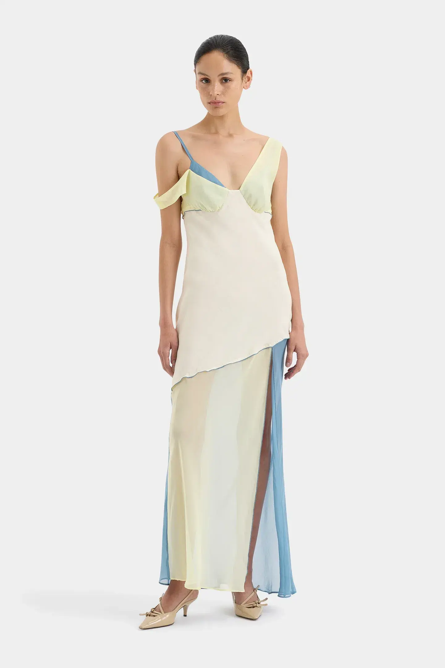 Sir The Label Thames Splice Midi Dress in Ecru Multi Size 1 / AU 8 - Image 4