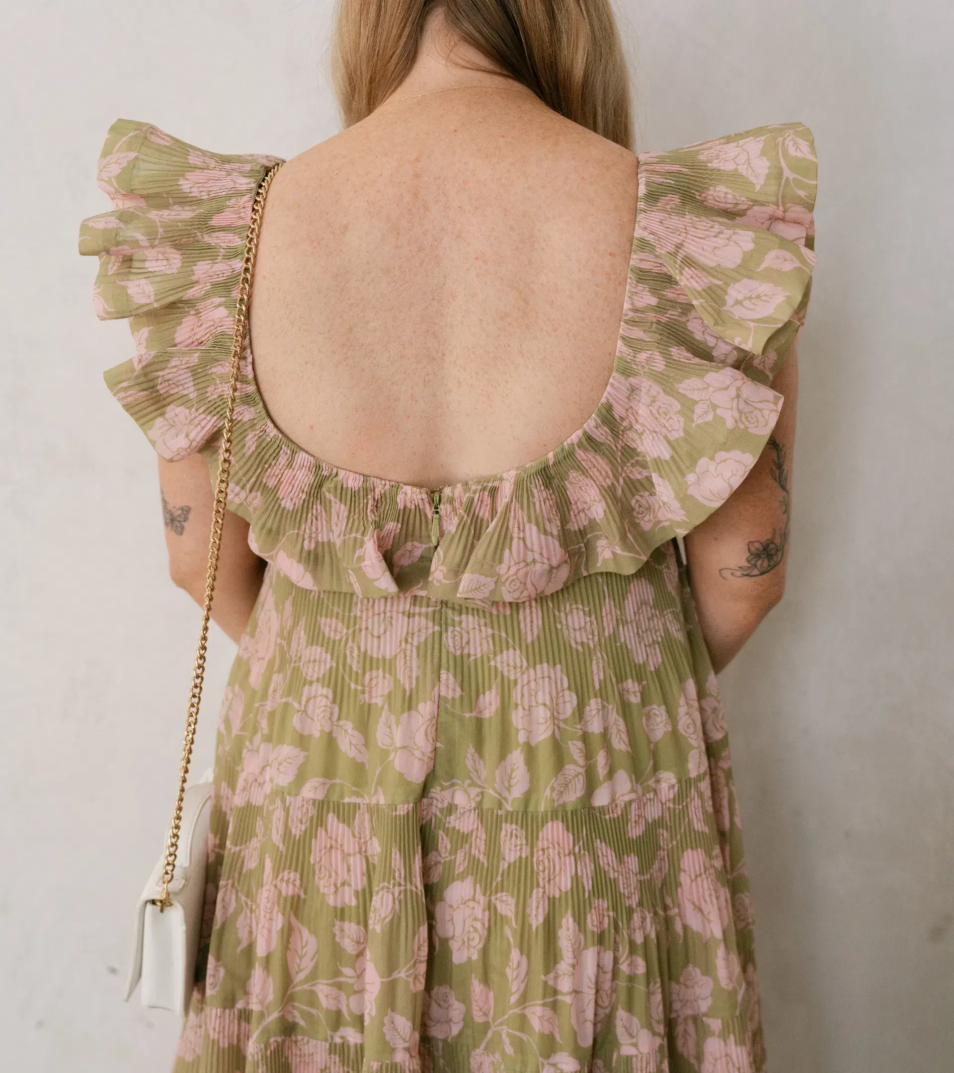 Zimmermann Lovestruck Pleated Gown Olive and Pink Rose Size 2 / AU 8-10 - Image 4