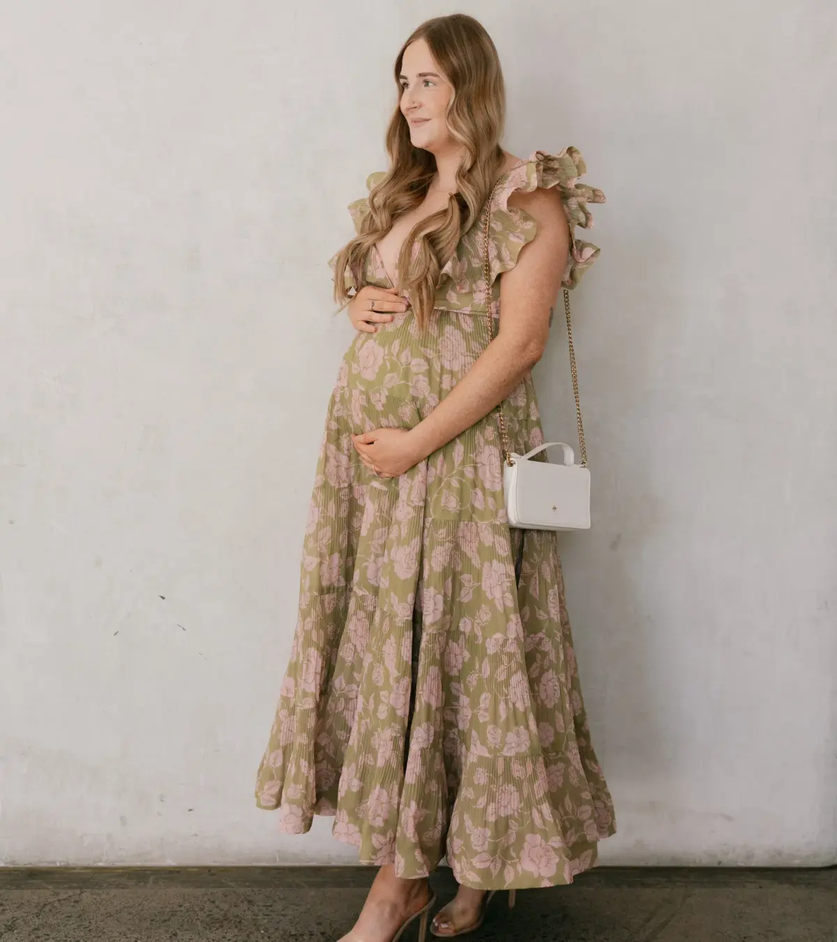 Zimmermann Lovestruck Pleated Gown Olive and Pink Rose Size 2 / AU 8-10 - Image 3