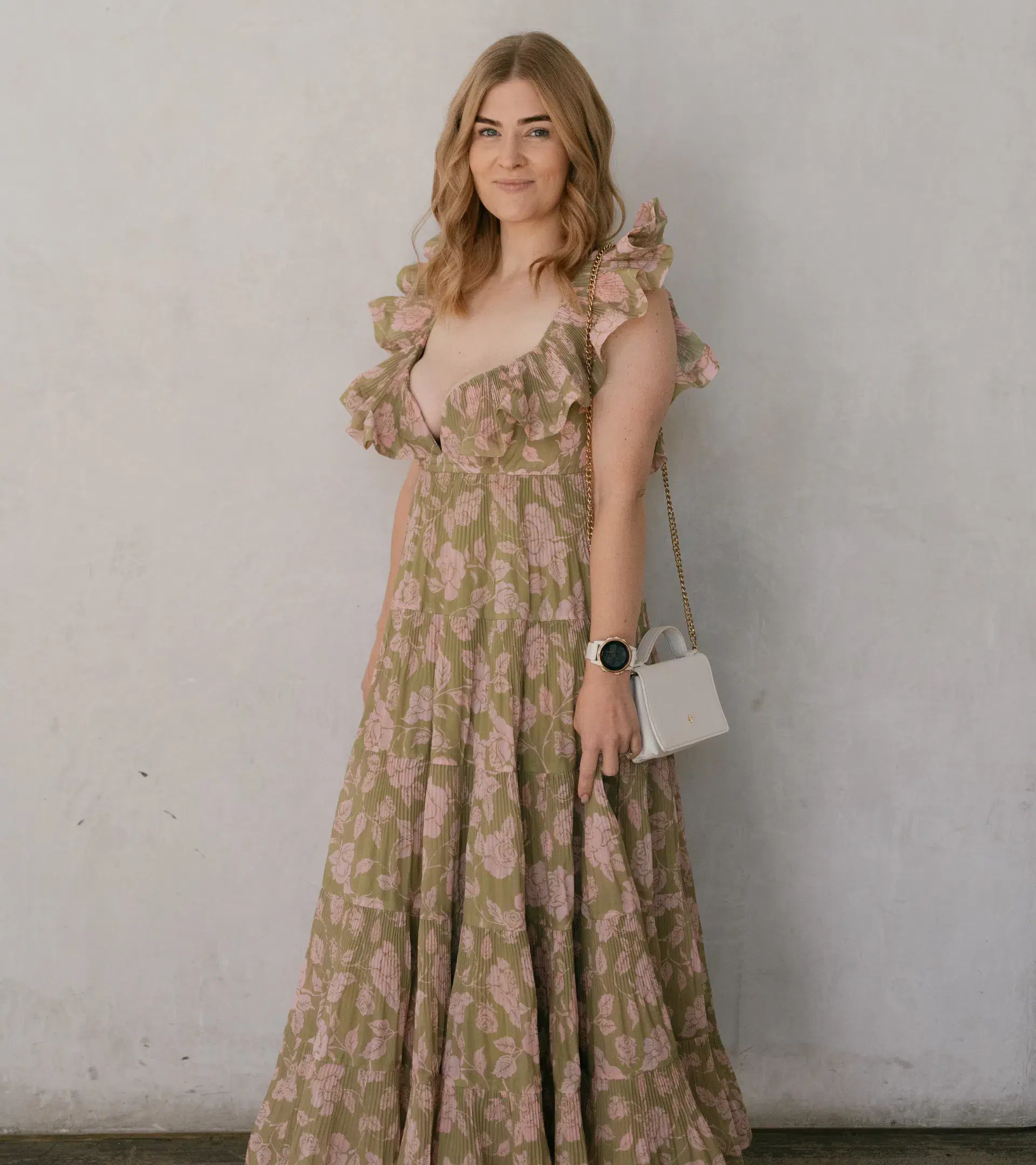 Zimmermann Lovestruck Pleated Gown Olive and Pink Rose Size 2 / AU 8-10 - Image 6