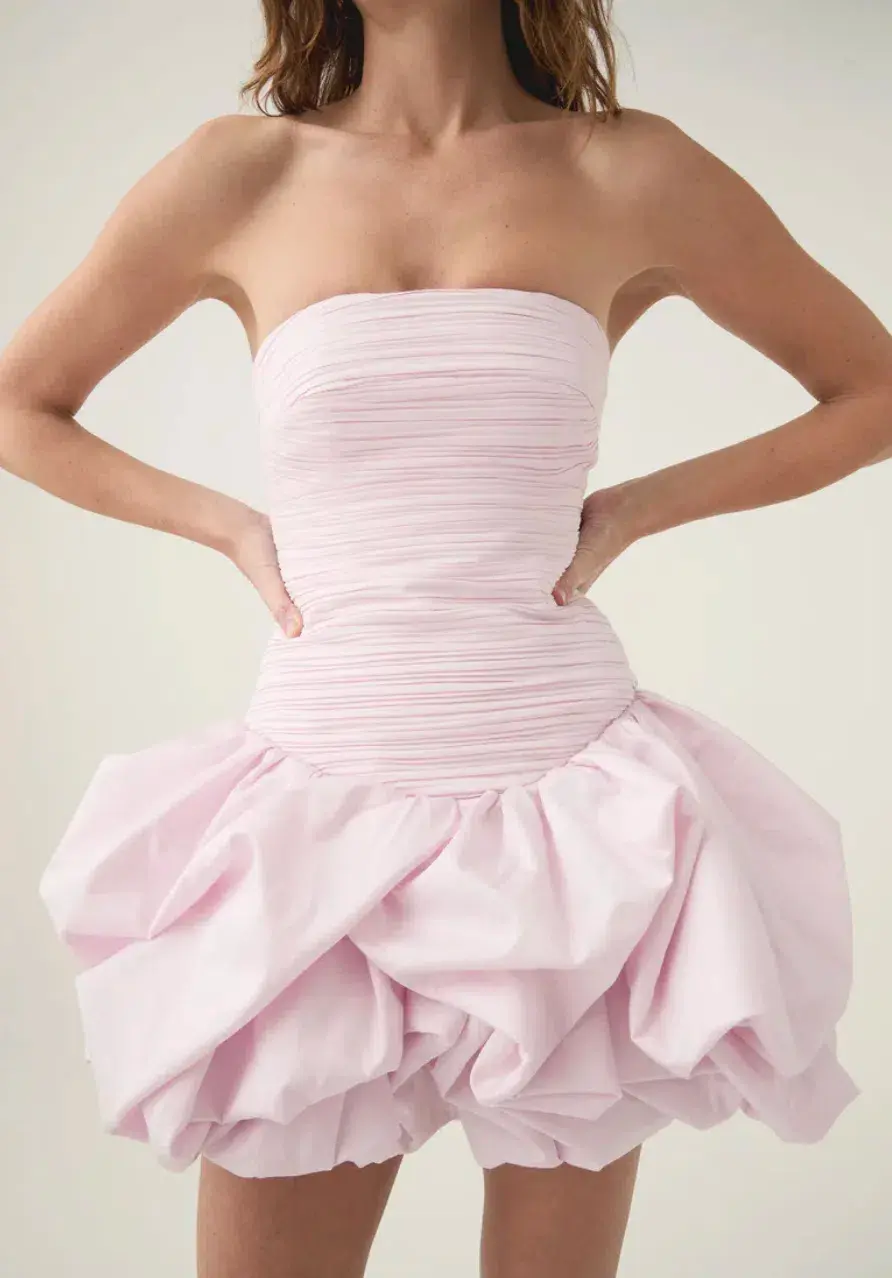 Aje Violette Bubble Hem Mini Dress Baby Pink  Size 6 for rent on The Volte - main image