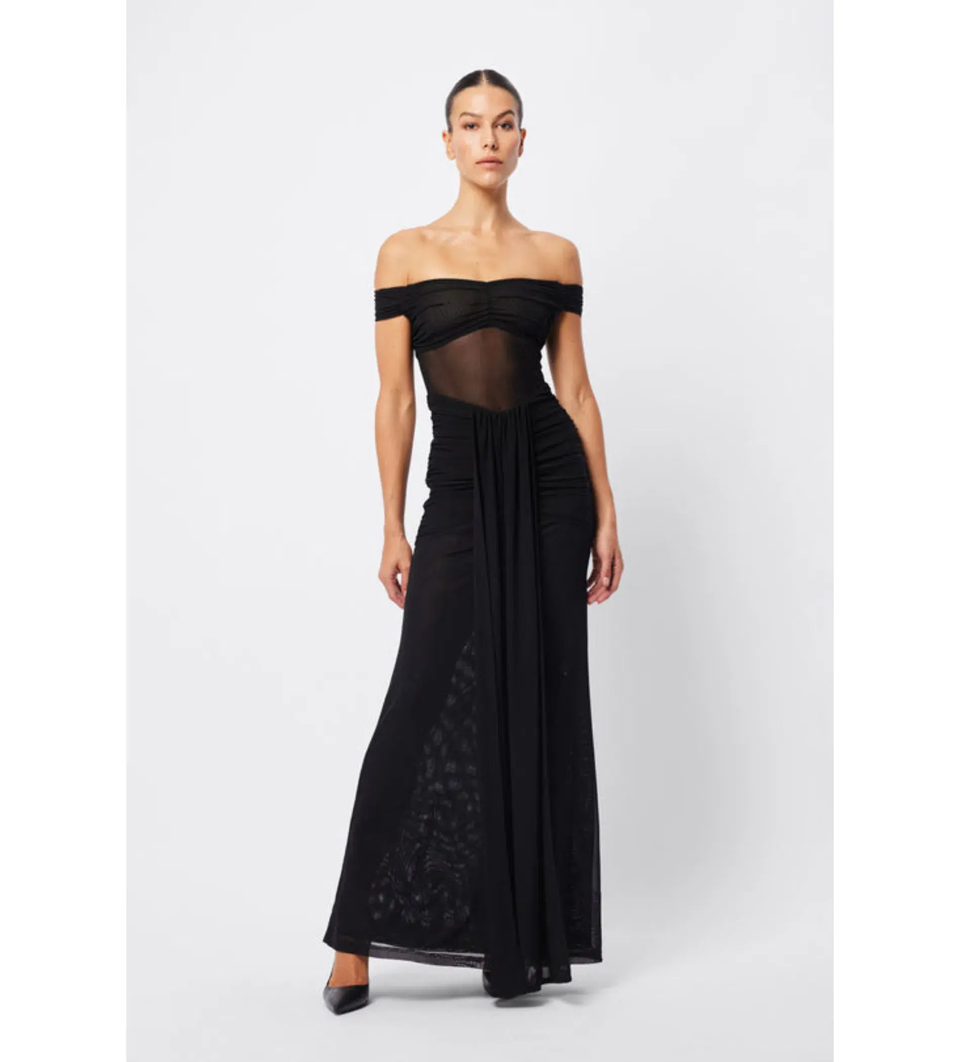 Mossman Rebound Off Shoulder Maxi Dress Black Size 10 - Image 1