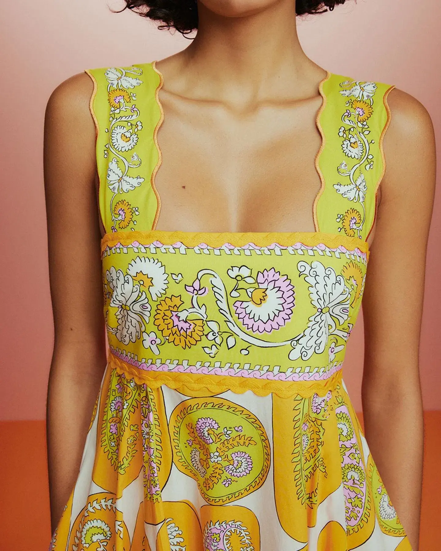 Alemais Diana Summer Midi Dress Yellow Print Size AU 14 - Image 2