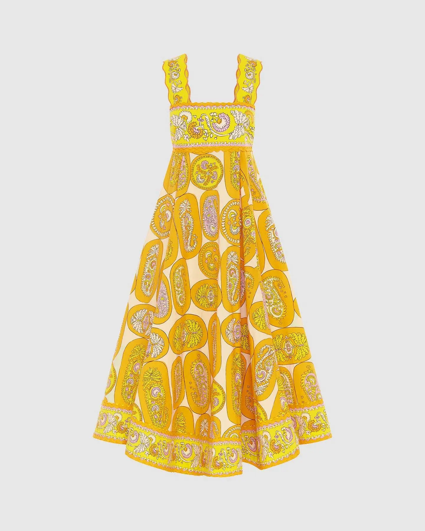 Alemais Diana Summer Midi Dress Yellow Print Size AU 14 - Image 4