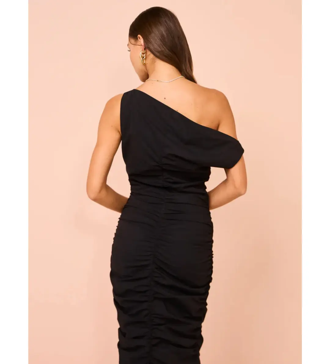 Issy One Shoulder Midi Dress In Black Size 8  for rent on The Volte - main image