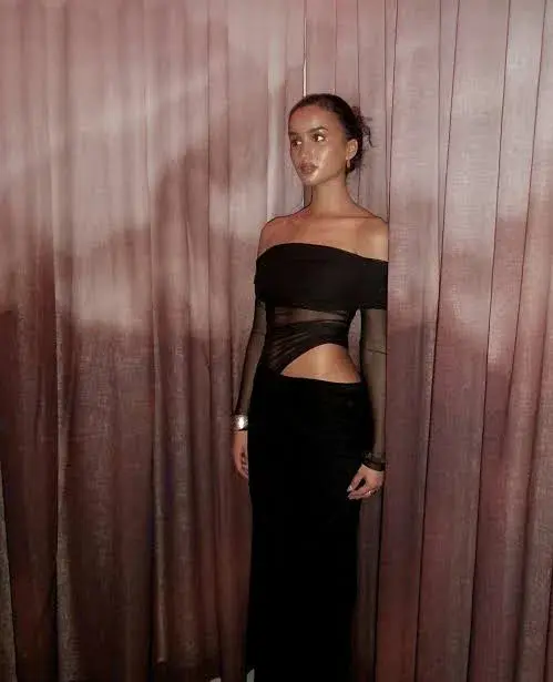BENNI Yasmin Off-Shoulder Maxi Dress in Black Size 10 - Image 9