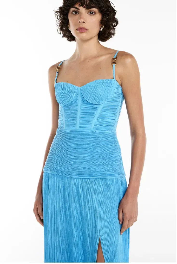 Manning Cartell Double Time Pleat Dress Cerulean Blue Size 10 - Image 2