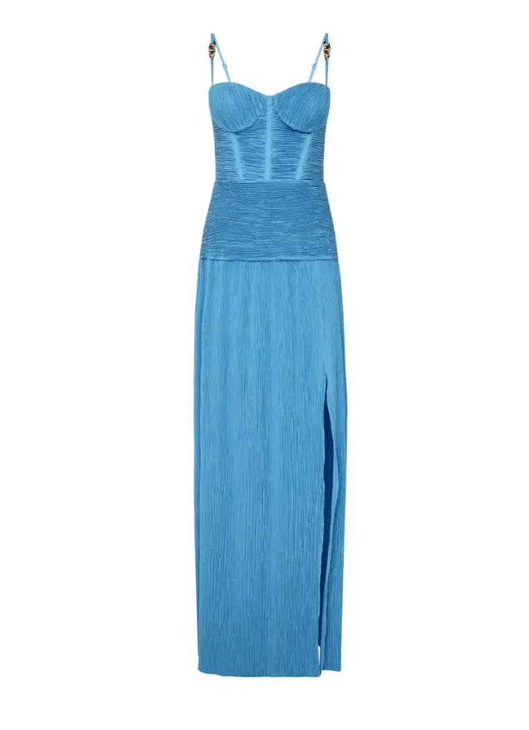 Manning Cartell Double Time Pleat Dress Cerulean Blue Size 10 - Image 5