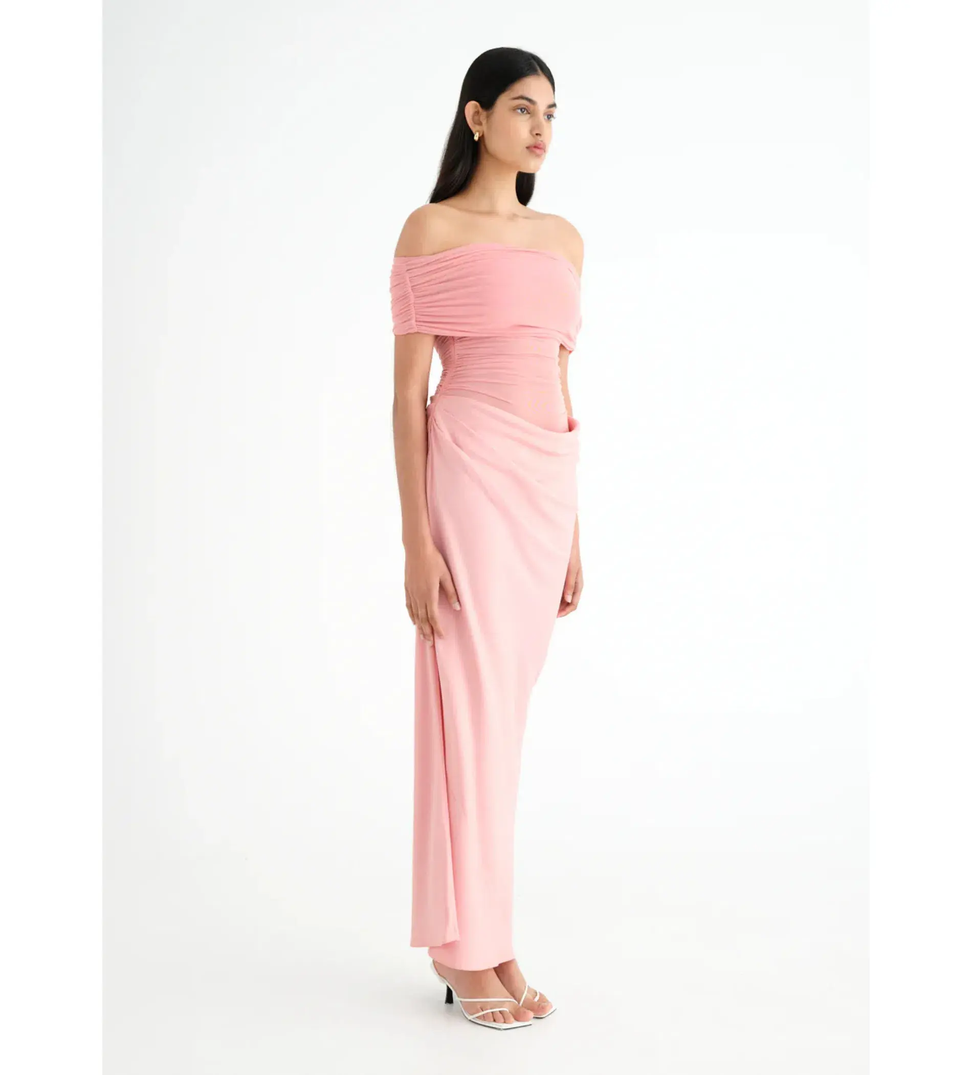 Benni Nico Off Shoulder Maxi Dress Candy Floss Size AU 10 - Image 2