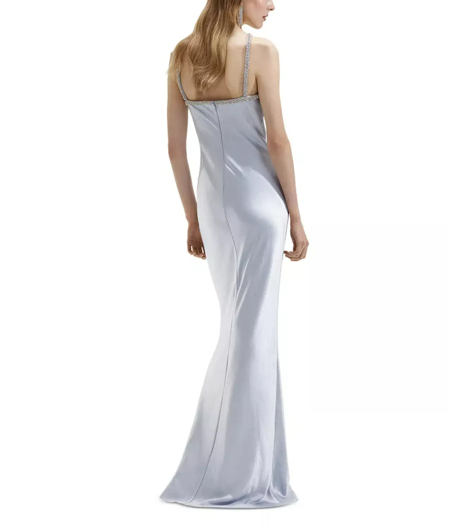 Self-Portrait Satin Diamante Halter Gown in Blue Size AU 8 - Image 4