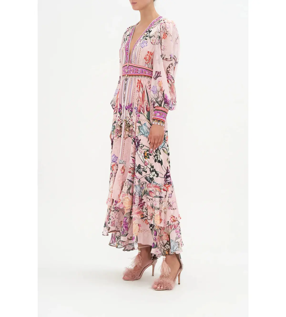 Camilla Long Button Front Dress Mad As A Snake Pink Size S / AU 10 - Image 2