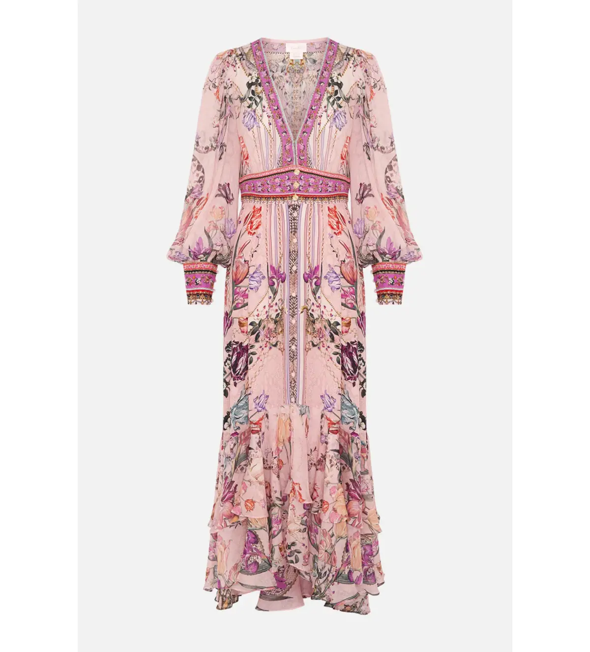 Camilla Long Button Front Dress Mad As A Snake Pink Size S / AU 10 - Image 5