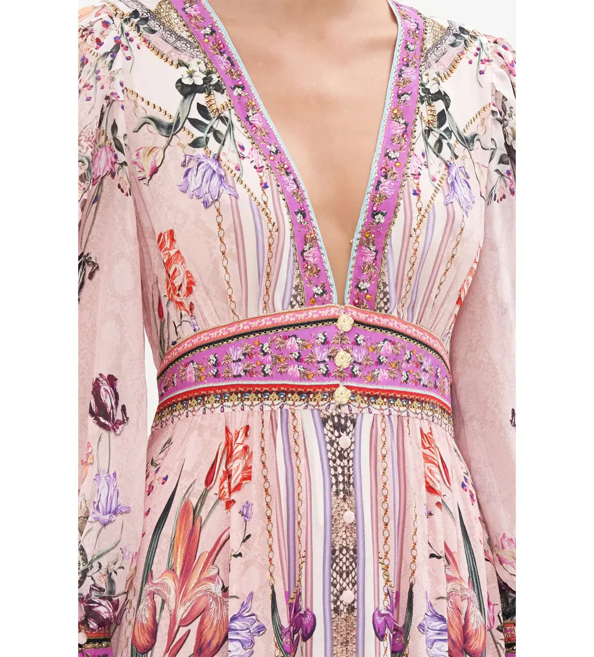 Camilla Long Button Front Dress Mad As A Snake Pink Size S / AU 10 - Image 3