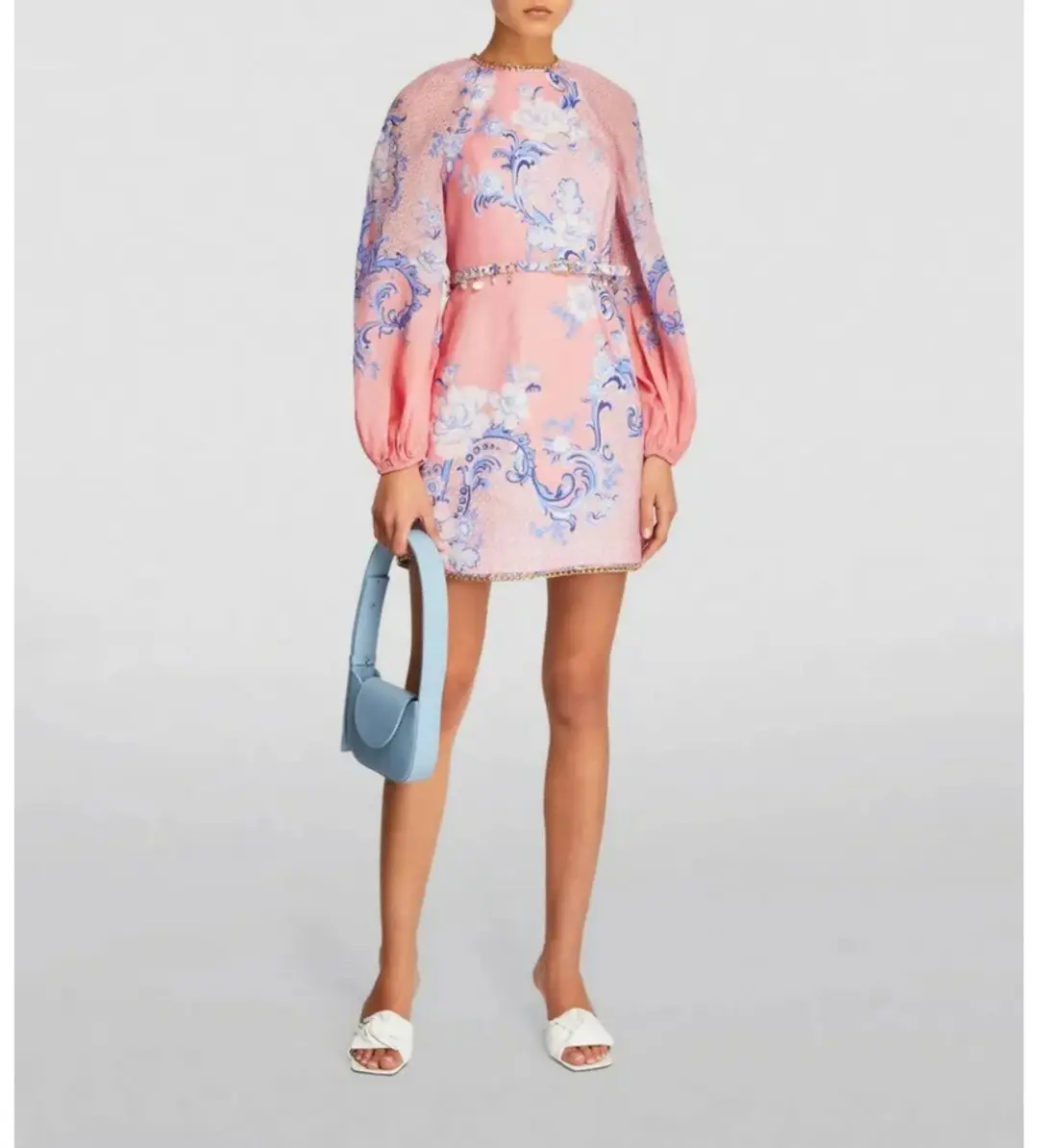 Zimmermann Postcard Mini Dress Swirl Floral Coral Size 2 / AU 12 for rent on The Volte - main image