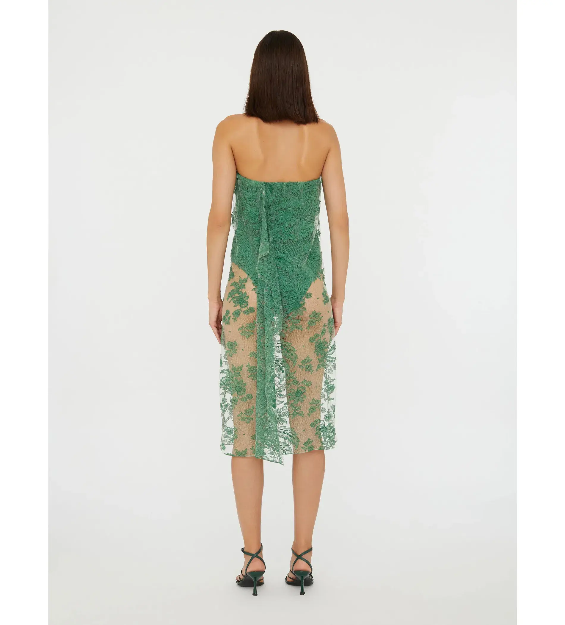 Christopher Esber Floating Lace Strapless Dress Evergreen Size AU 8 - Image 3
