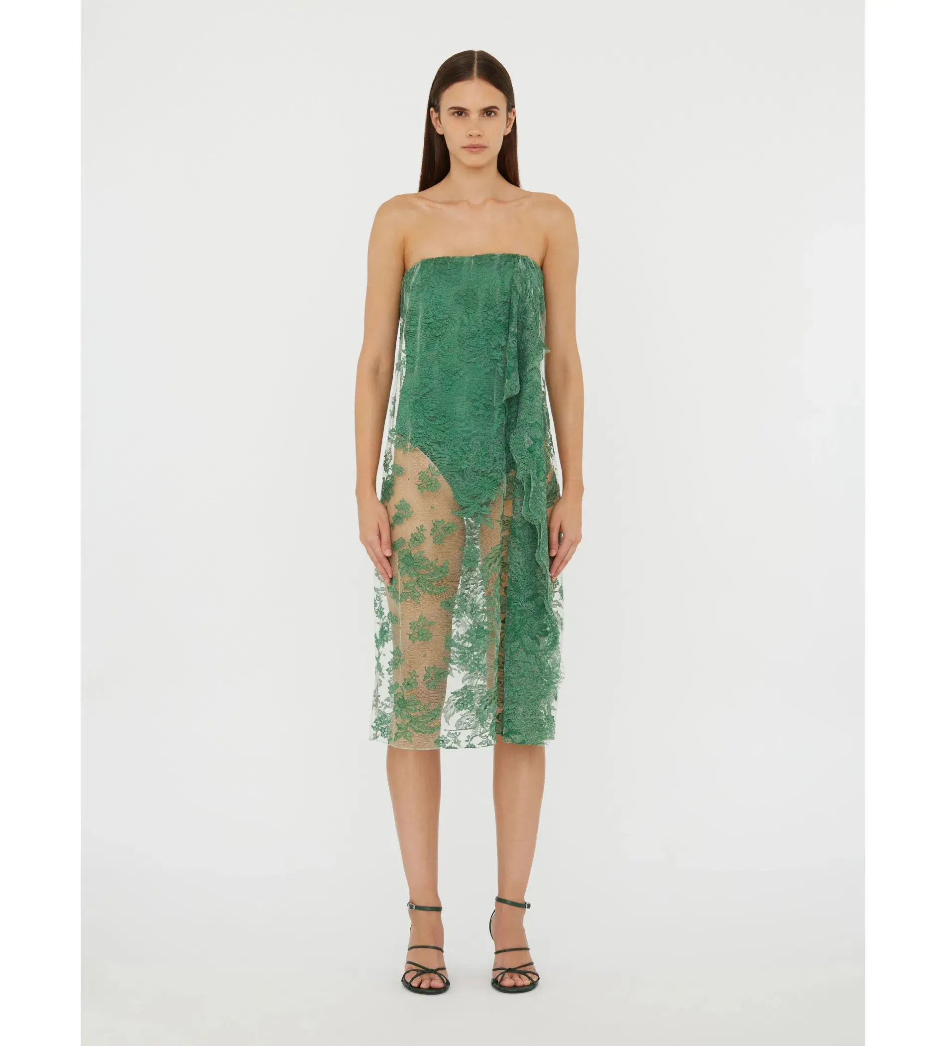 Christopher Esber Floating Lace Strapless Dress Evergreen Size AU 8 - Image 1