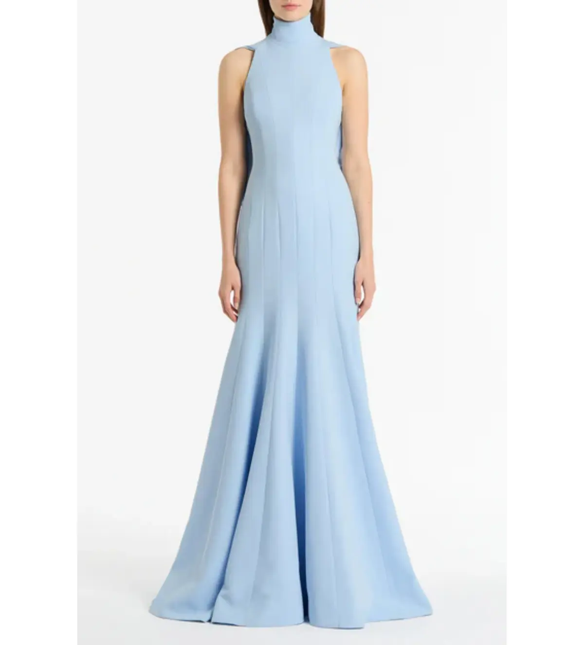 Carla Zampatti Crepe Panelled Gown Pale Blue Size AU 6 - Image 1