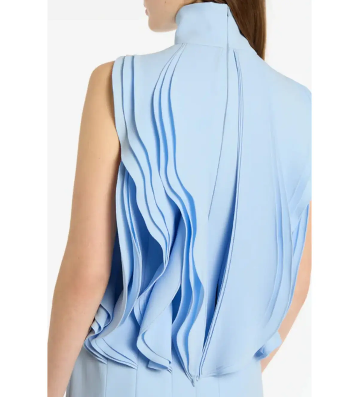 Carla Zampatti Crepe Panelled Gown Pale Blue Size AU 6 - Image 5