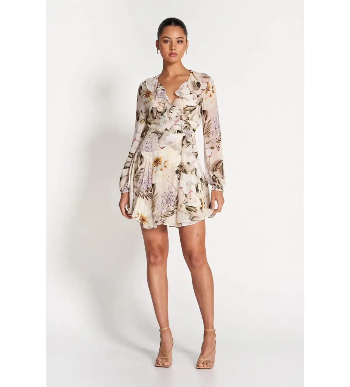 Sofia The Label Arabella Wrap Frill Dress Flora Print Size AU 8 - Image 1