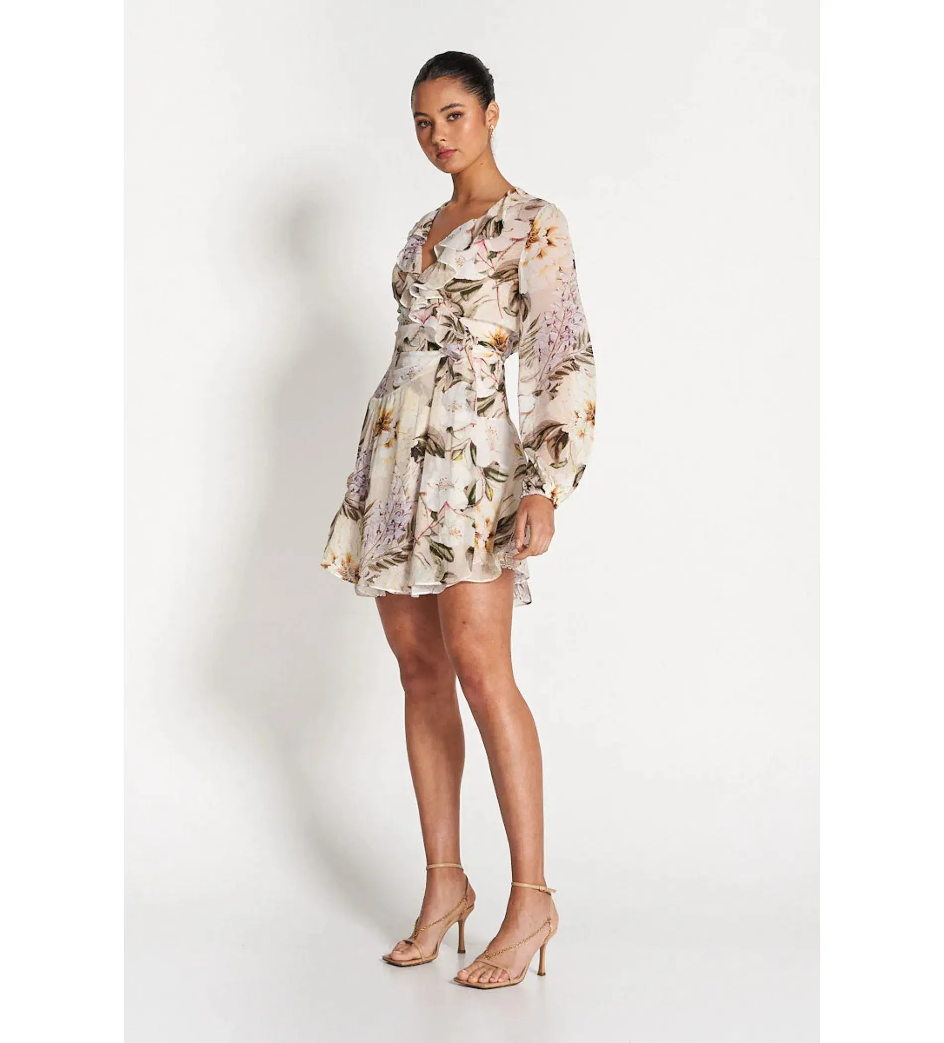 Sofia The Label Arabella Wrap Frill Dress Flora Print Size AU 8 - Image 2