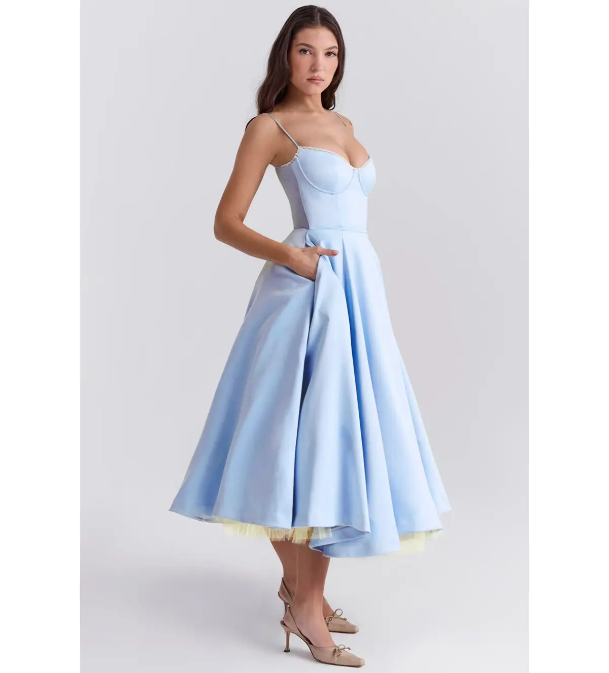 House of CB Mademoiselle Tulle Midi Dress Cinderella Blue Size M / AU 10 - Image 3
