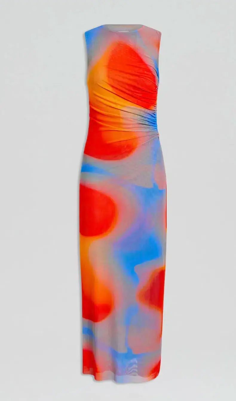 Scanlan Theodore Italian Watercolour Dress in Blue/Red Size 8 - Image 5