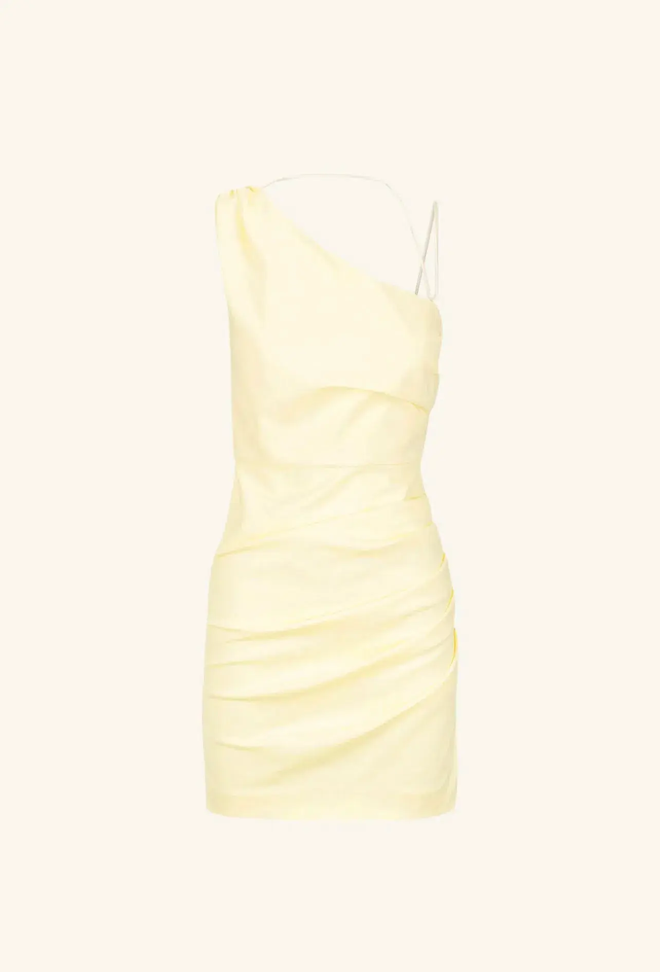 Shona Joy Lani Asymmetrical Gathered Mini Dress Vanilla Size 10 - Image 5