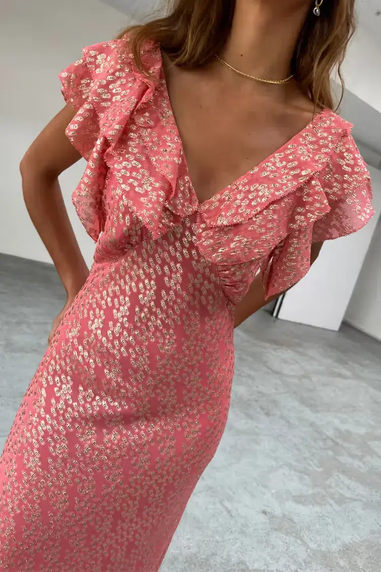 Never Fully Dressed Tilda Dress Pink Jacquard Size 10 - Image 2