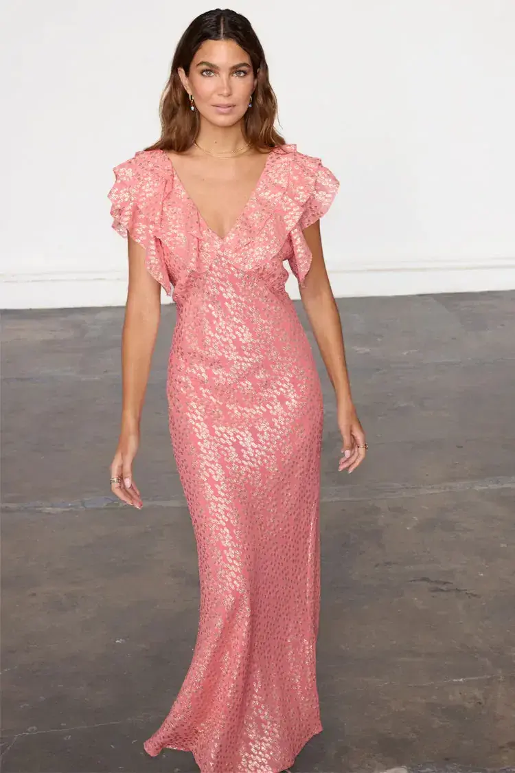 Never Fully Dressed Tilda Dress Pink Jacquard Size 10 - Image 1