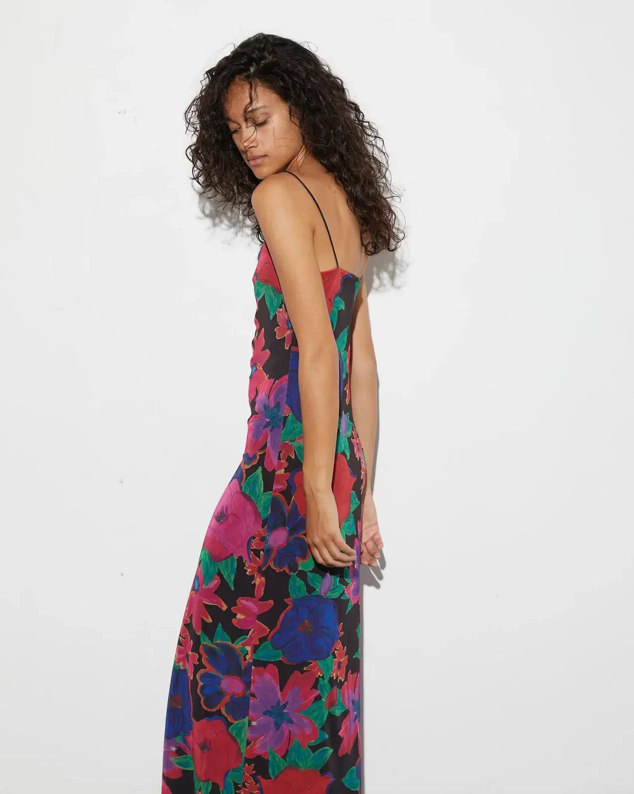 Stieglitz Mayte Spaghetti Mesh Dress Black Flowers Size 12 - Image 2