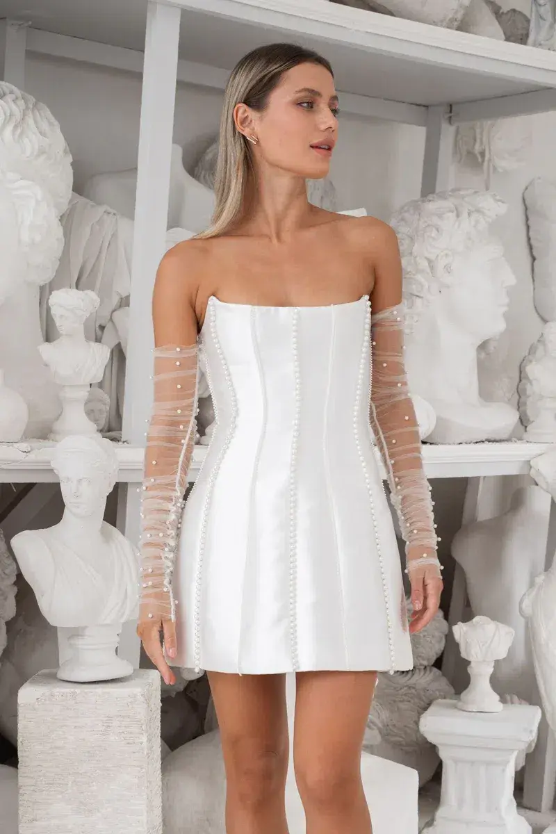 Eliya The Label Kayla Mini Dress White Size 12  for rent on The Volte - main image