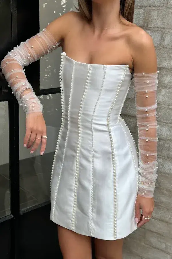 Eliya The Label Kayla Mini Dress White Size 12  for rent on The Volte - main image