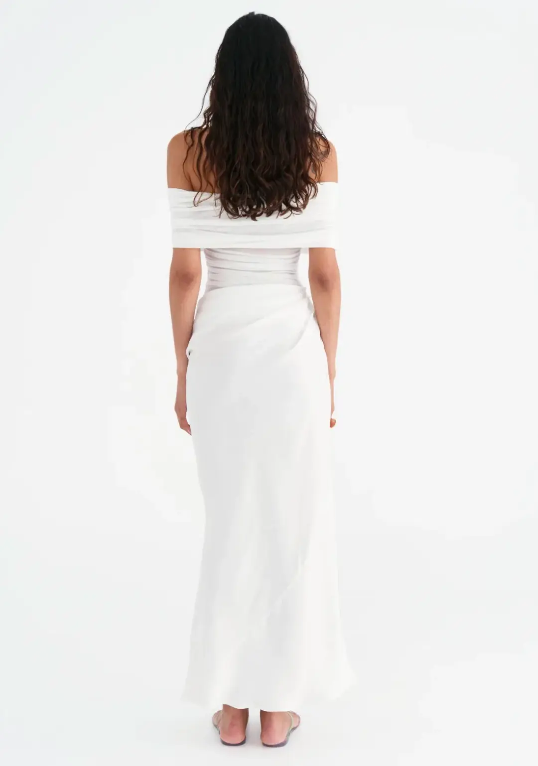 Benni Nico Off Shoulder Maxi Dress in White Size 8 for rent on The Volte - main image