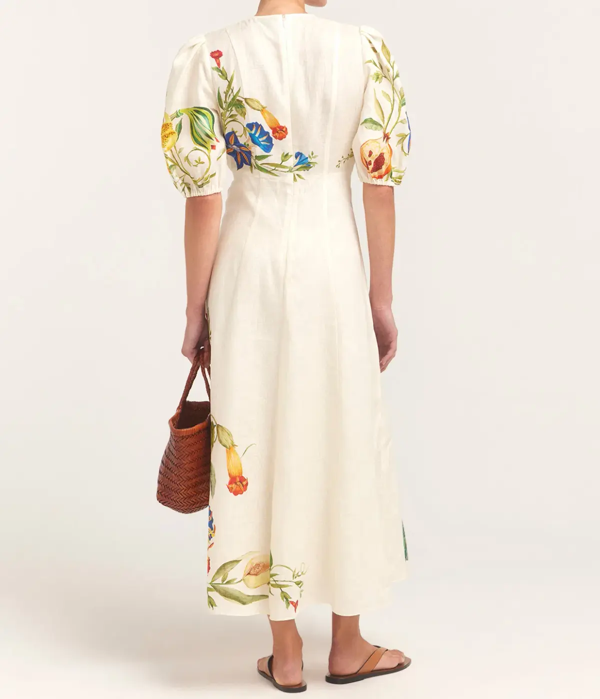 Alemais Flores Midi Dress White Floral Size 10 - Image 3