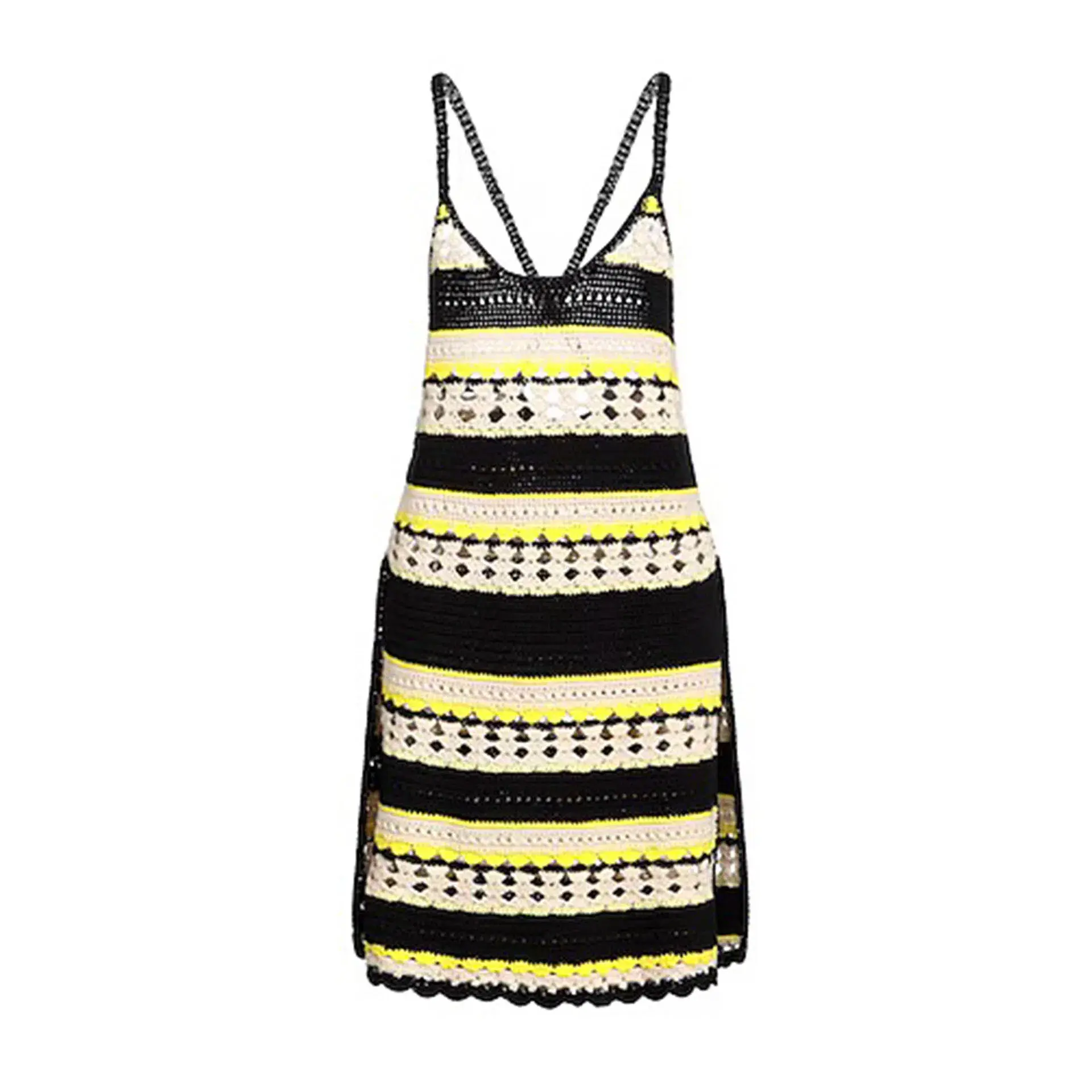 Ganni Striped Crochet Knit Slip Mini Dress Multi Size S / AU 8 - Image 10