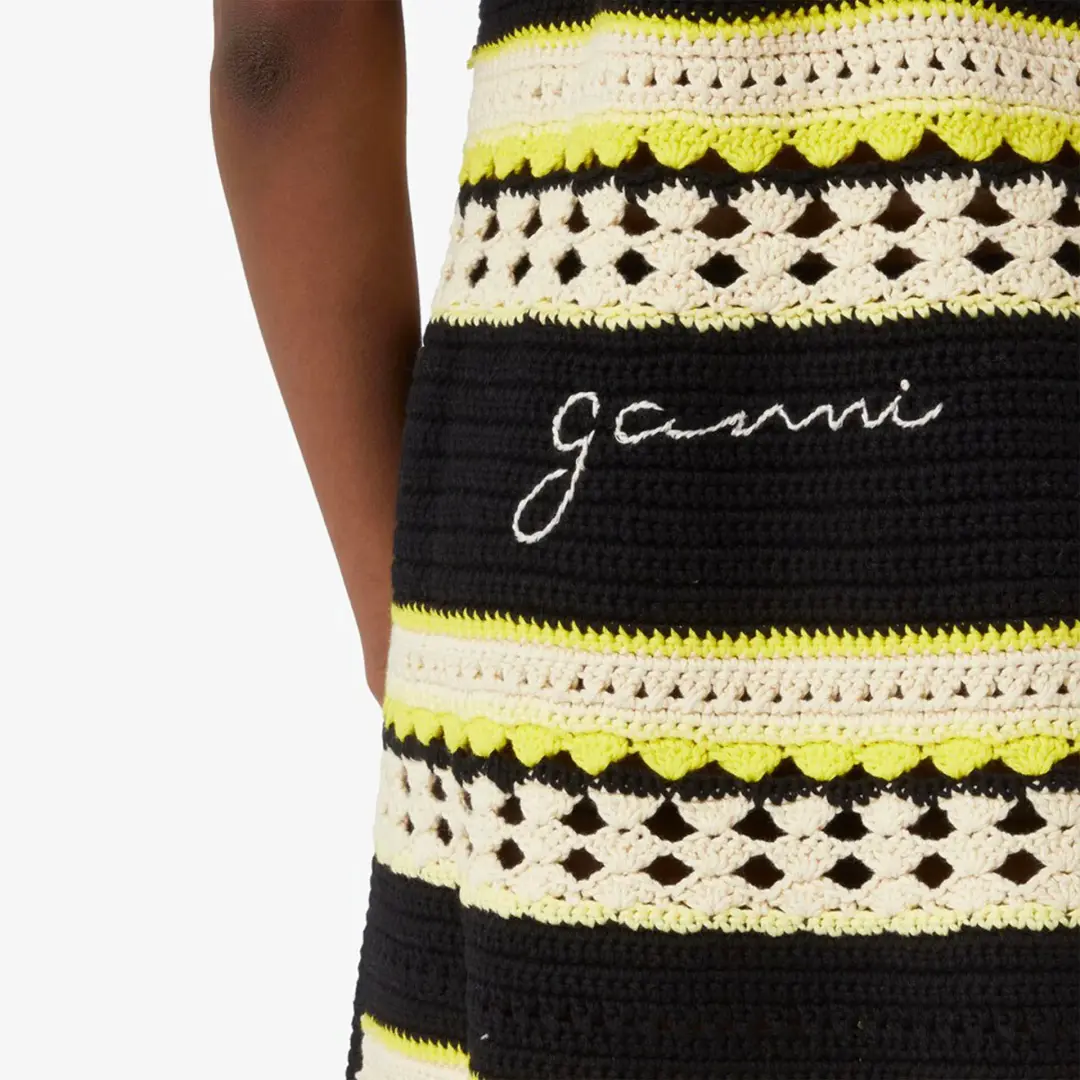 Ganni Striped Crochet Knit Slip Mini Dress Multi Size S / AU 8 for rent on The Volte - main image