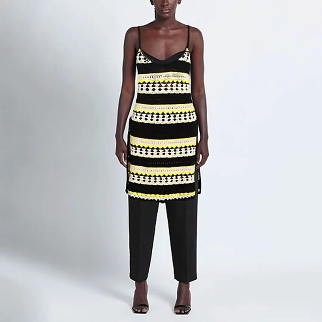 Ganni Striped Crochet Knit Slip Mini Dress Multi Size S / AU 8 for rent on The Volte - main image