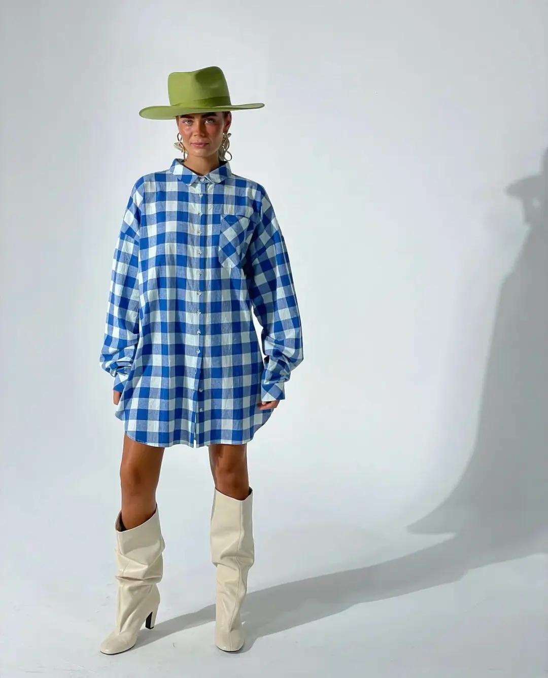 La Bohème Girls Clyde Oversized Shirtdress Blue One Size for rent on The Volte - main image