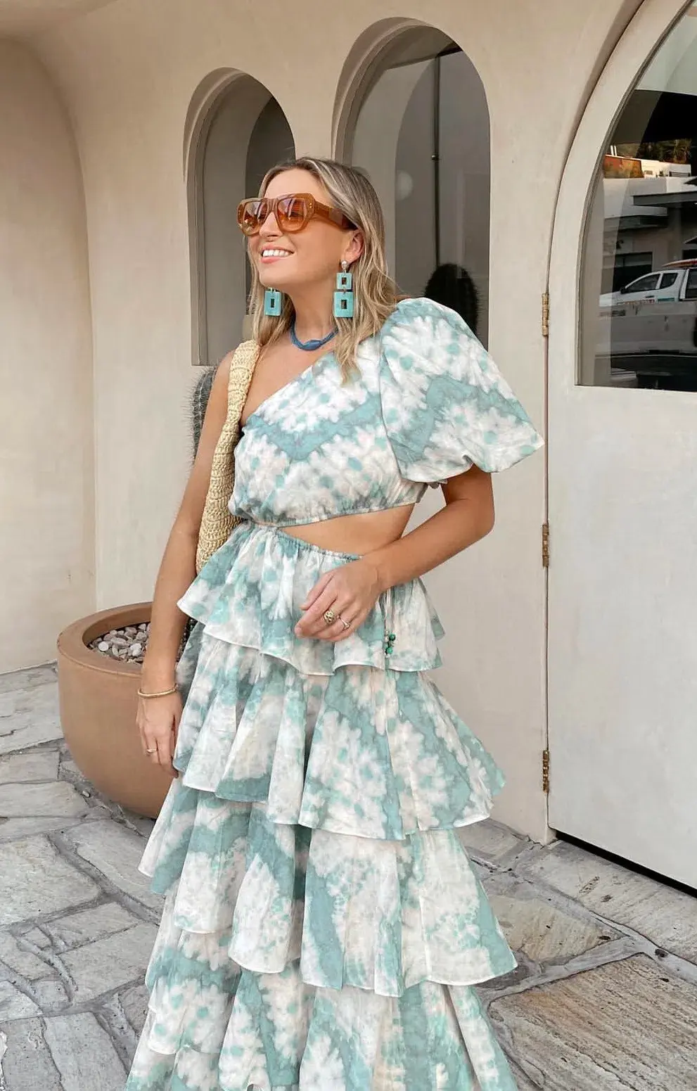 Kivari Mirage One Shoulder Maxi Dress Tie Dye Size 8  for rent on The Volte - main image