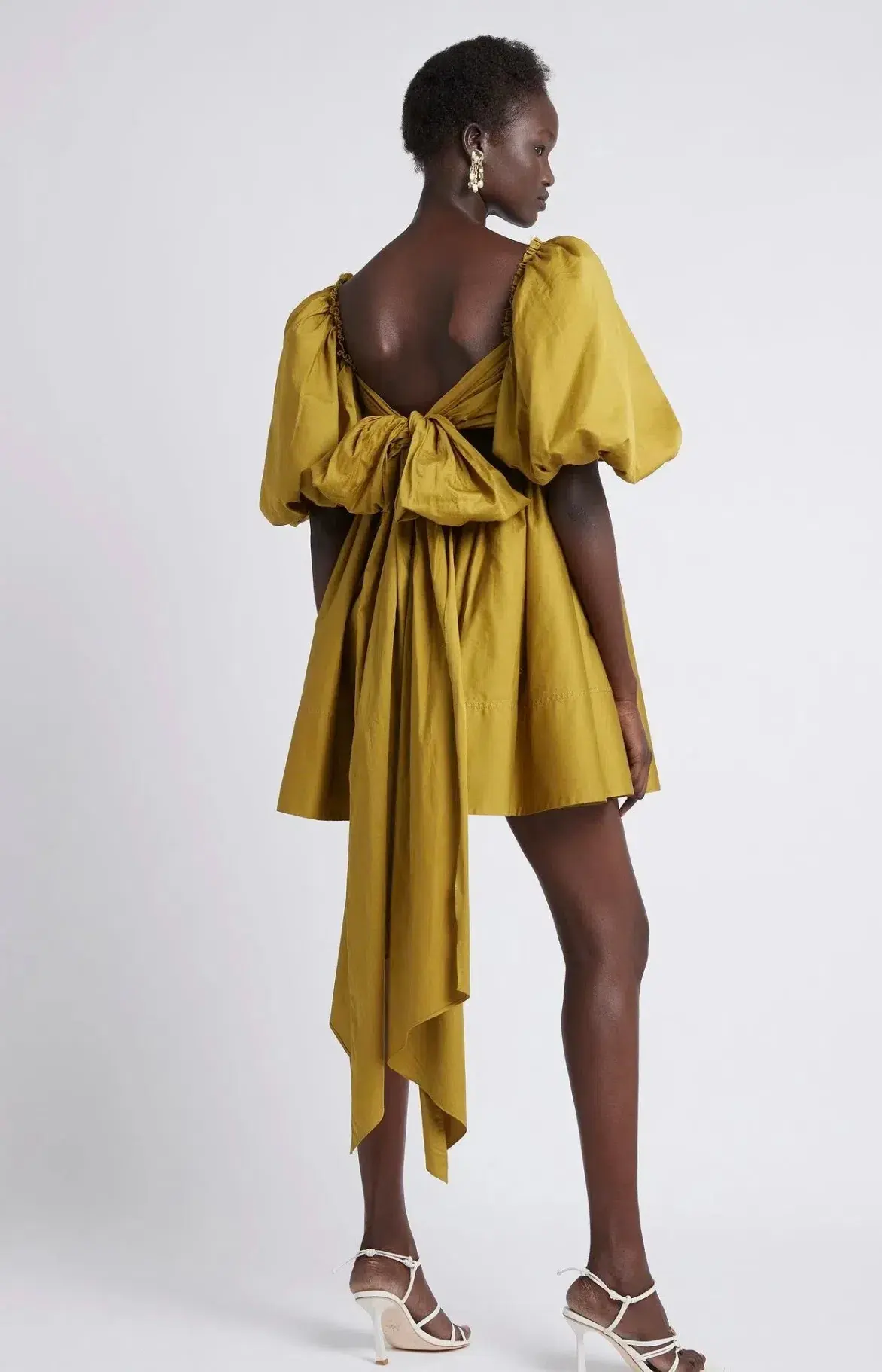 Aje Casabianca Puff Sleeve Mini Dress Olive Green Size 8 - Image 2