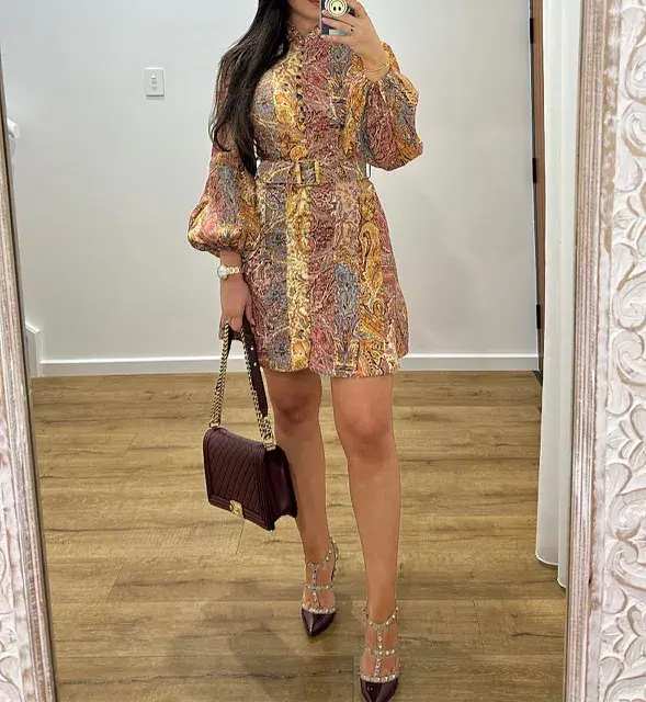 Zimmermann Luminosity Belted Mini Dress Multi Paisley Stripe Size 0 / AU 8 - Image 3
