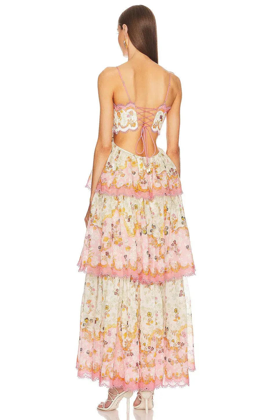 Zimmermann Laurel Frill Dress Pink & Green Floral Size 3 / AU 14 for rent on The Volte - main image