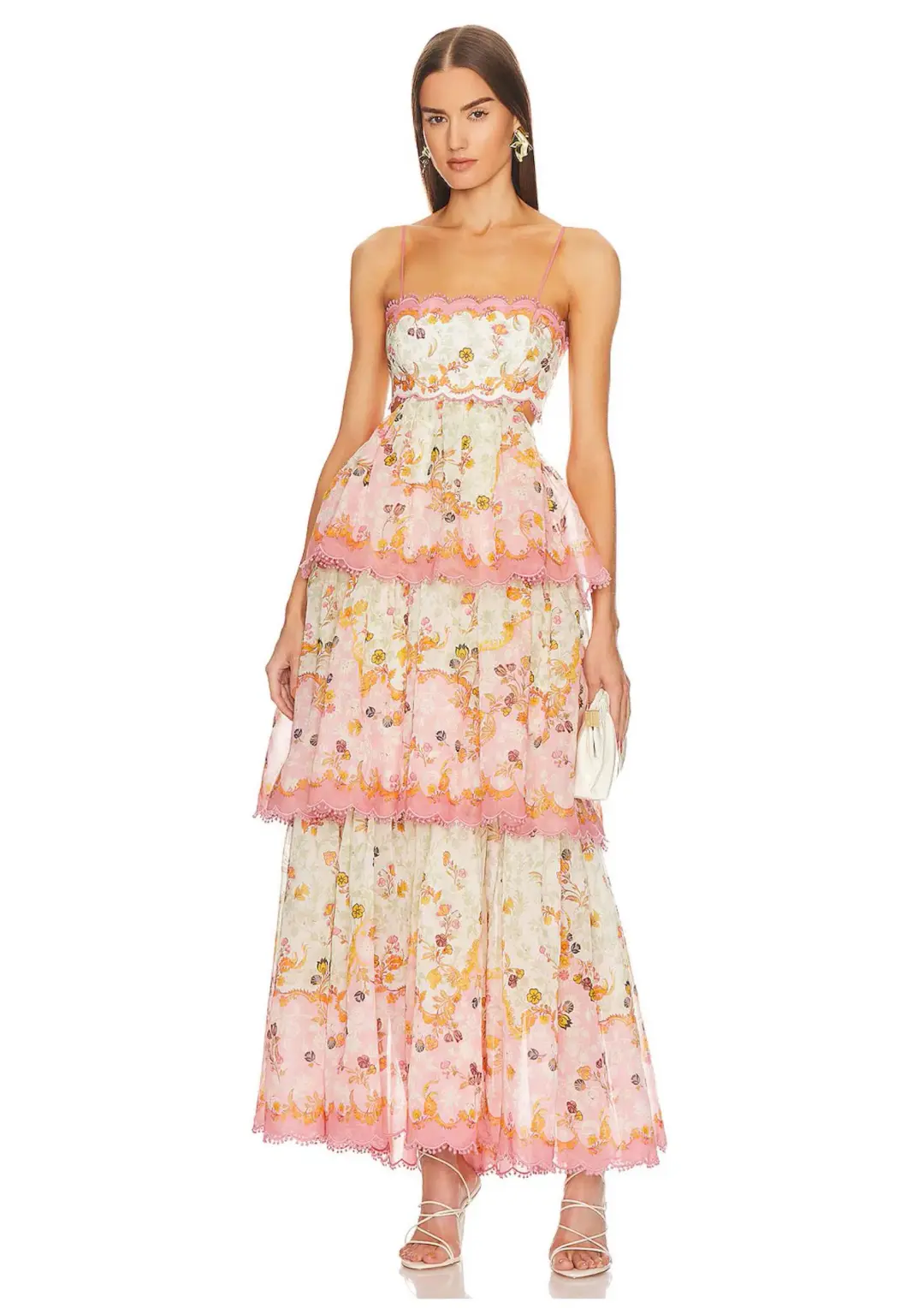Zimmermann Laurel Frill Dress Pink & Green Floral Size 3 / AU 14 for rent on The Volte - main image
