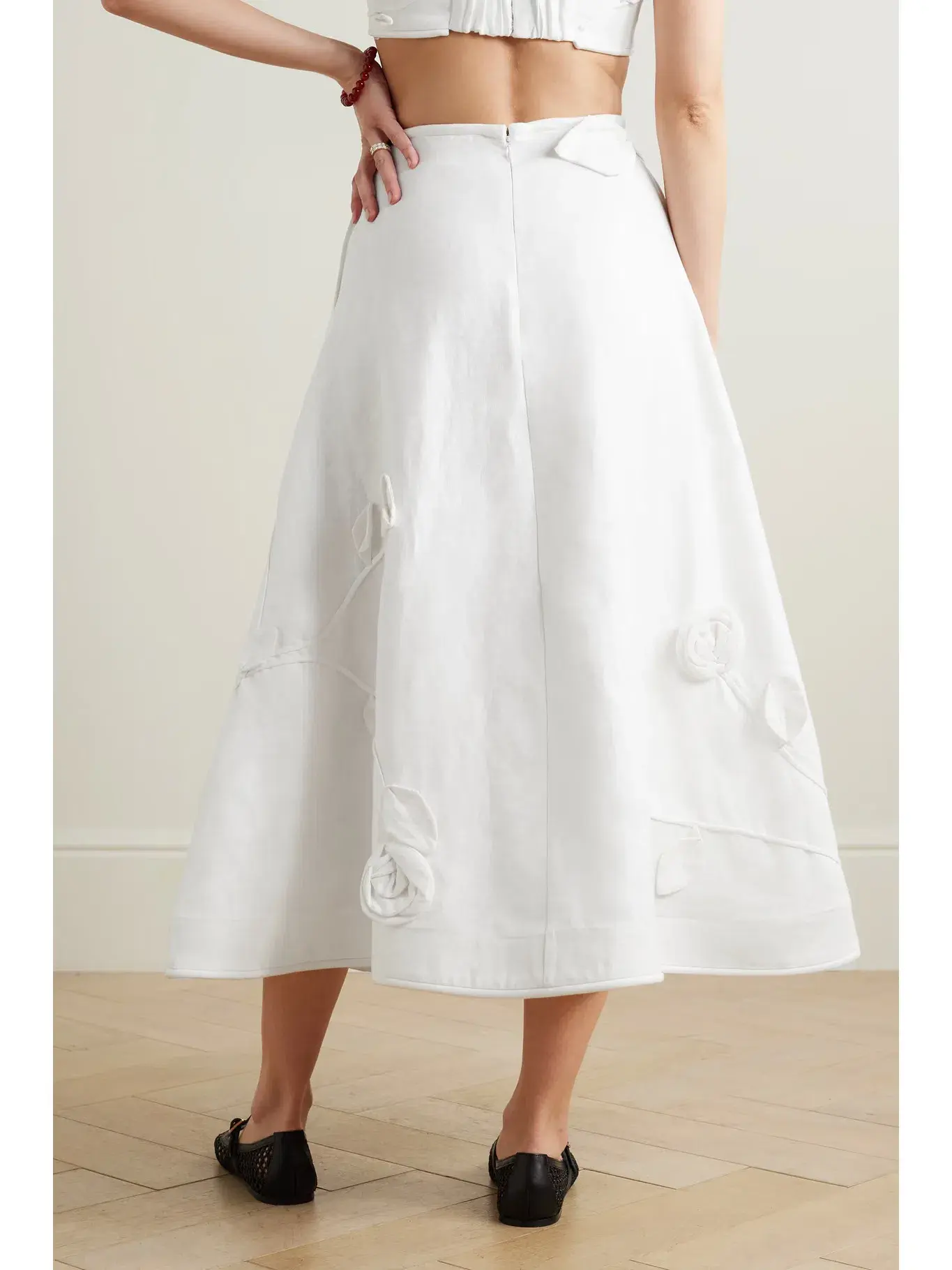 Zimmermann The Matchmaker Rose Bra and Flare Midi Skirt Set Ivory Size 1 / AU 10 - Image 3