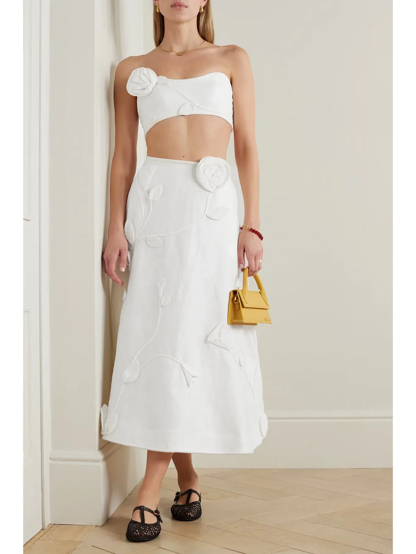 Zimmermann The Matchmaker Rose Bra and Flare Midi Skirt Set Ivory Size 1 / AU 10 - Image 1