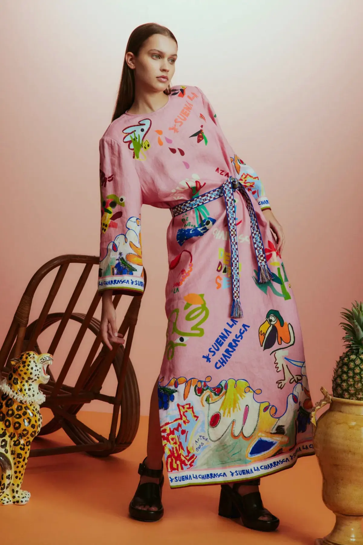 Alemais La Charrasca Midi Dress Pink Size 16 - Image 1