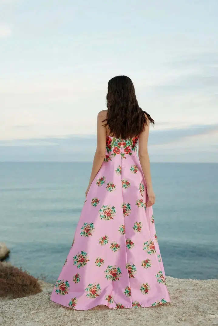 Aston Studio Audrey Dress in Salmon Bouquet Size 8  - Image 3