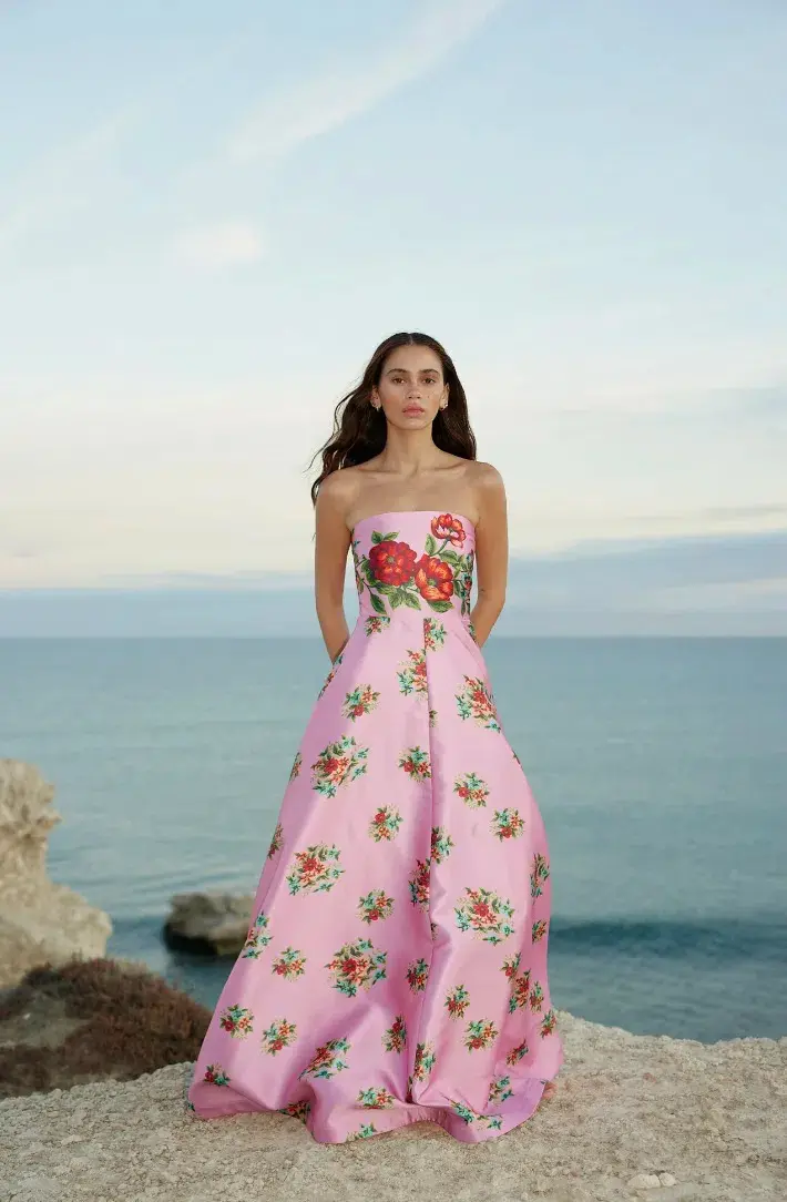 Aston Studio Audrey Dress in Salmon Bouquet Size 10  - Image 1