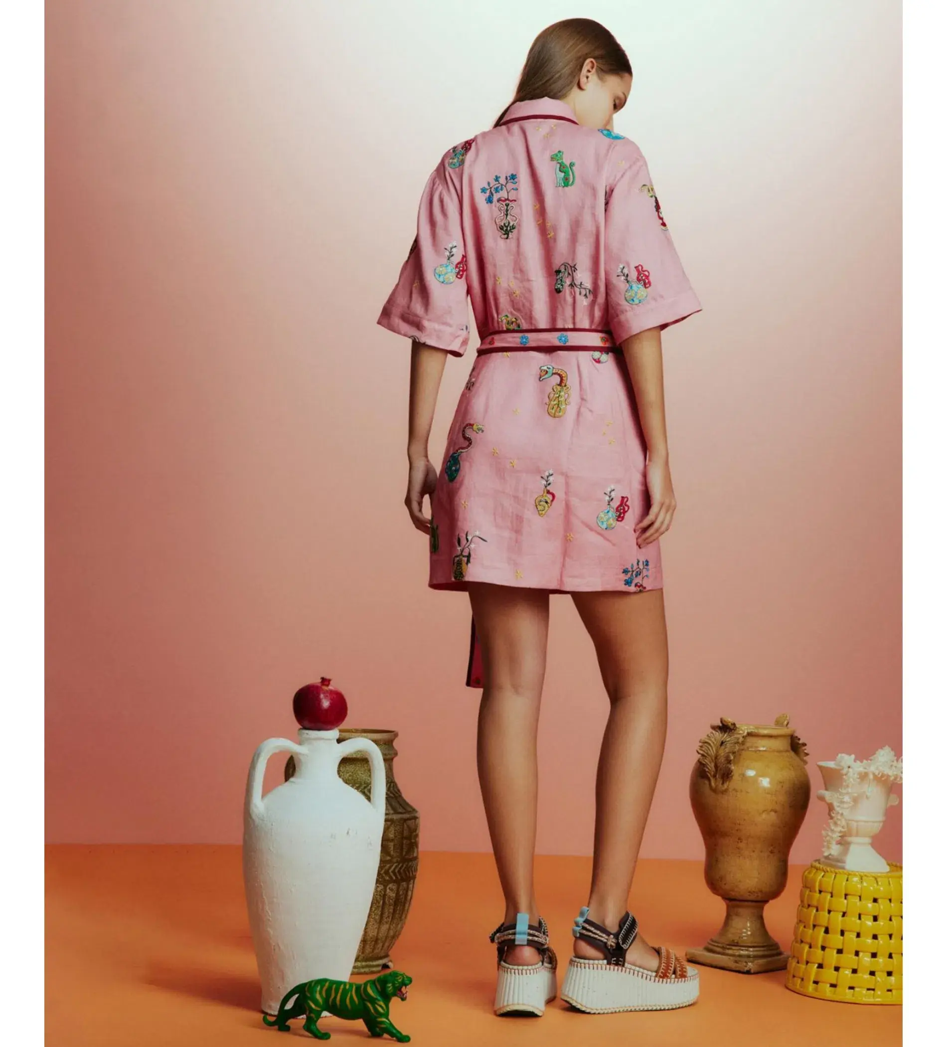 Alemais Timmy Embroidered Mini Dress Pink Size AU 10 - Image 3
