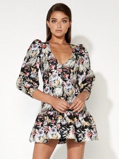 Mossman Secret Garden Mini Dress Black Floral 8 - Image 1